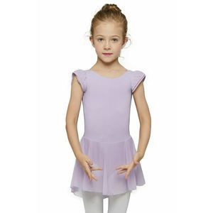 MdnMd Girls' Sleeve Skirted Leotard 2T-4T Purple